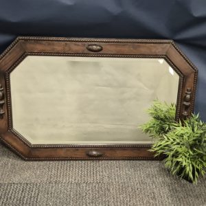 Oak Framed Ornate Bevelled Wall Mirror