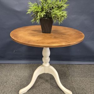White Three Legged Round Oak Pedestal Side Table 60cm