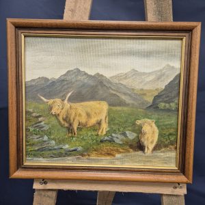 Highland Cattle Framed Painting- Artist C.D. Hedden