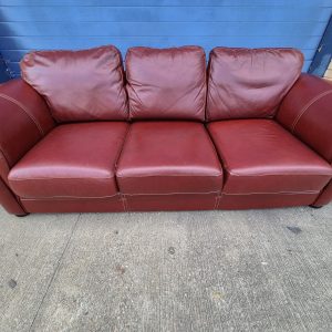 Red Wine Klaussner 3 Seater Leather Sofa
