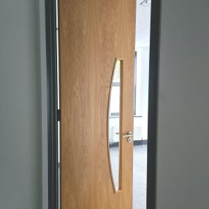 Tall Internal Solid Wood Door With Glass Panel And Frame