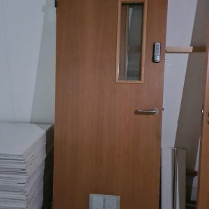 Solid Oak Internal Door With Push Button Lock, Window and Air Vent