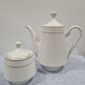 White Porcelain Countess Style Coffee Pot with Matching Sugar Bowl