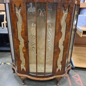 Vintage Curved Wood And Glass Display Cabinet- Project Piece