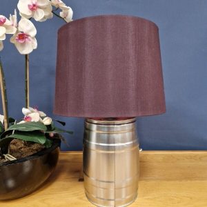 Keg Table Lamp With Silk Lampshade