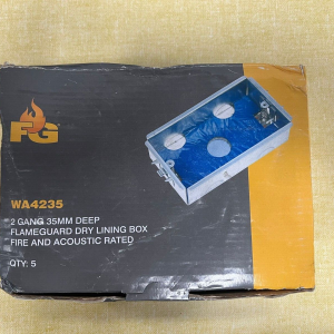 Box of 5 2 Gang 35mm Deep Flameguard Dry Lining Box Fire & Acoustic Rated