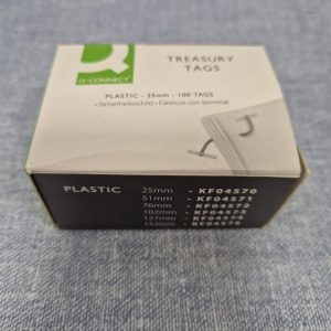 Q-Connect Pack of 100 Plastic Treasury Tags 25mm