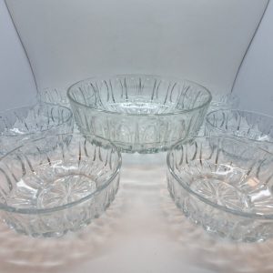 Vintage Carousell Trifle Bowl With 6 Matching Dishes