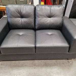 Jerry 2 Seater Black Faux Leather Sofa