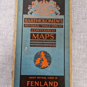 Bartholomew's Revised Half Inch Map Sheet 25 FENLAND  vintage