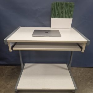 White Wood Veneer Mobile Computer Workstation