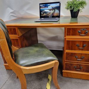 Reproduction Leather Top Pedestal Desk - Medium