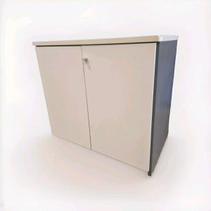 Small Off White & Grey Low Office Cupboard