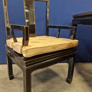 Set of 6 Oriental Laquer Yoke Back Chairs- Need Work