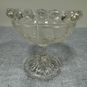 Clear Depression Glass Candy Dish/Compote Dish