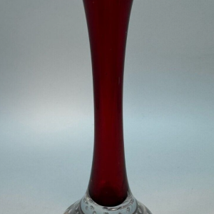 Vintage Swedish Murano Style Red Glass Bubble Vase