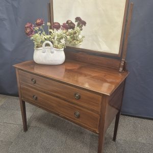Small Edwardian Mahogany Two Door Dresser With Mirror