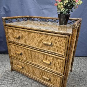 ANGRAVE'S Rattan Cane and Bamboo 3 Drawer Chest of Drawers