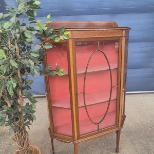Antique Edwardian Inlaid Mahogany Bow Fronted Display Cabinet