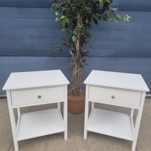 A Pair of Modern White Bedside Tables