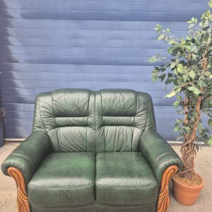 Green Leather 2 Seater Sofa