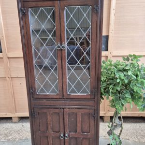 Mid Century Priory Style Glass Fronted Corner Unit