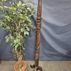 Victorian Mahogany Carved Torchiere Plant Stand Coat Stand Raised On Three Legs