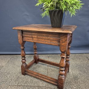 Reproduction 18th Century Style Oak Joint Stool/Coffin Stool Turned Legs