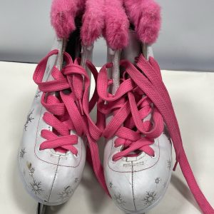SFR Snowflake Ice Skates UK 2 EU 34 White Pink Faux Fur