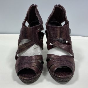 New High Heeled Shoes Burgundy Metallic with Zips and 5'' Heel