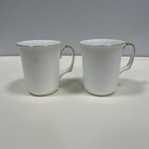Pair Royal Albert Val D'Or Bristol Shaped Mugs Gold Trimmed