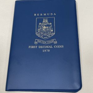 BERMUDA 1970 FIRST DECIMAL 5 COIN SET - blue wallet with original receipt