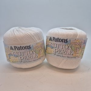 2 X Patons Cotton Perle Knitting Yarn Shade 6688 White
