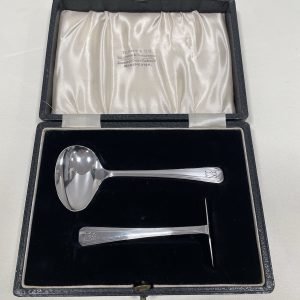 Vintage Silver Christening Spoon and Pusher 1936. Previously Engraved (41g)