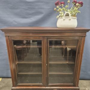 Antique 1920's Mahogany Glazed Bookcase with Key