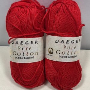 2x Jaeger Pure Cotton DK Shade:608 Red 50g