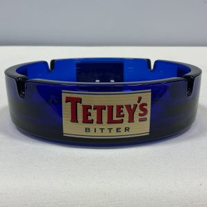 Vintage Tetley's Bitter Blue Glass Ashtray