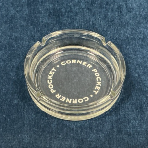 Arcoroc Clear Glass Ashtray with 'Corner Pocket' Logo