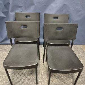 Set of 4 IKEA Herman Black Plastic Chairs