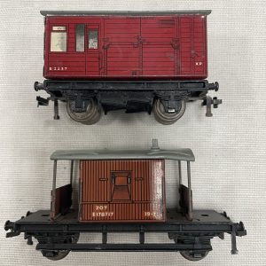 Hornby Dublo OO Gauge Tin Plate Goods Brake Van 20T & Horse Box Wagon