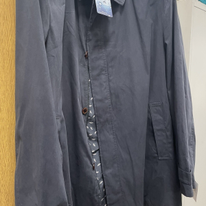 Brook Taverner Navy Hardy Reporter Rain Coat 46R Waterproof Lined Mac