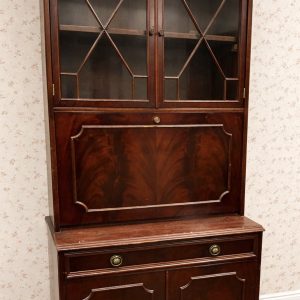 Mahogany Veneer Display Cabinet with Glass Doors and Drop down Cabinet