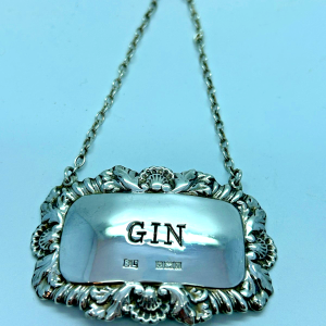Solid Silver Gin Decanter Label Bishton's Ltd 1972